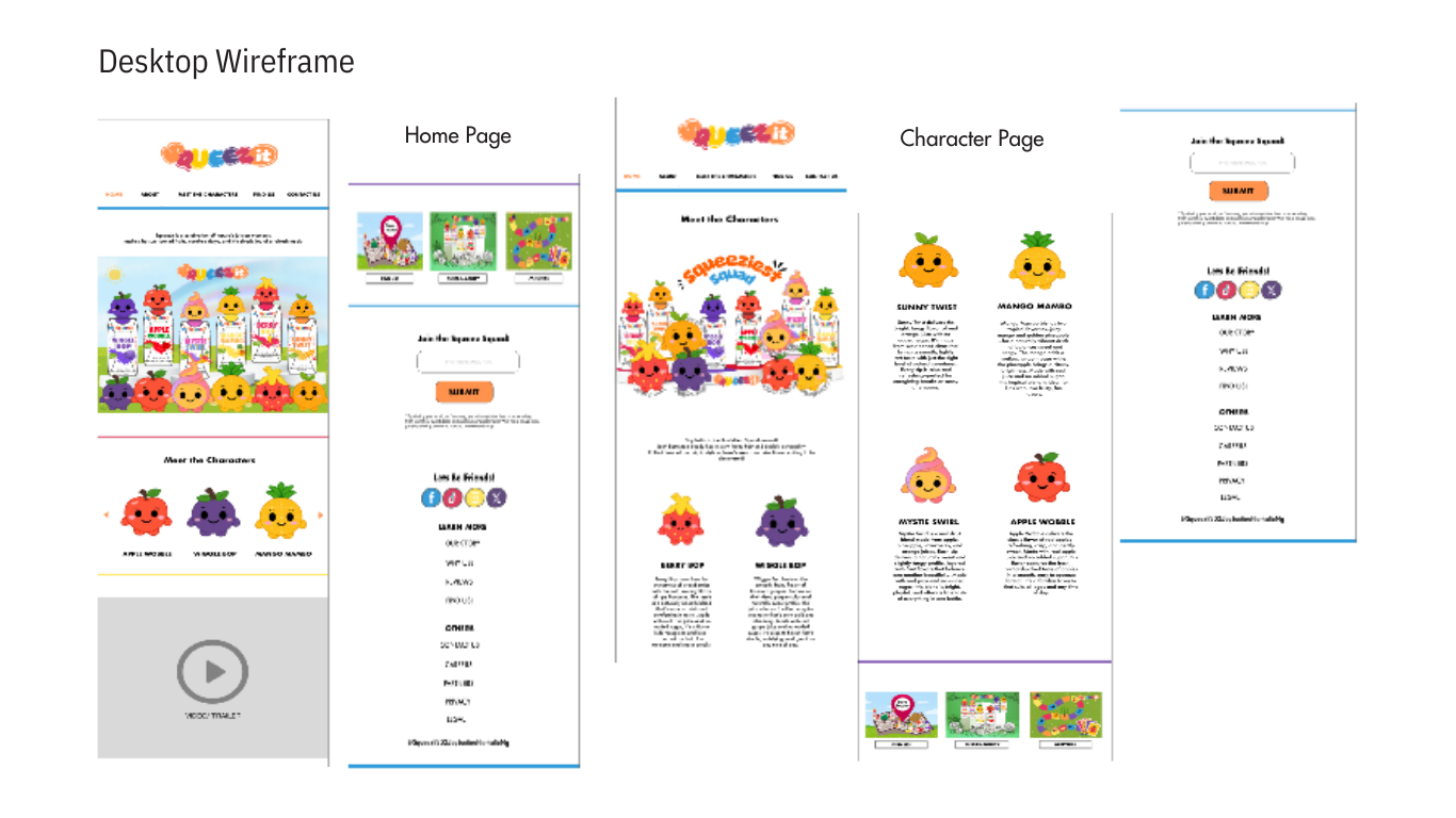 Squeezit Desktop Wireframes
